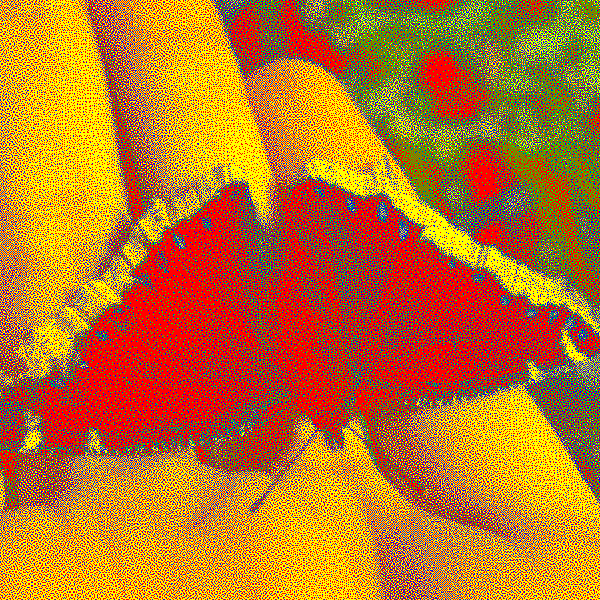 A red butterfly in a hand, pixelated, and close up