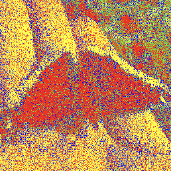 A red butterfly in a hand, pixelated, and close up thumbnail