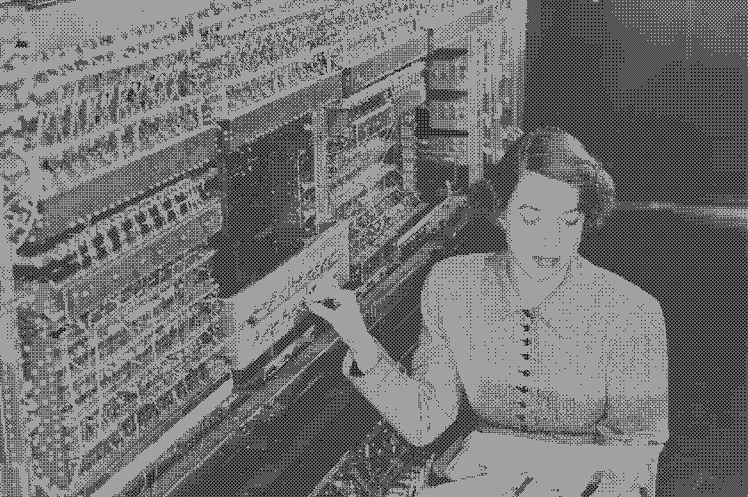 woman programming super computer, wires exposed and circuits are visible, pixelated