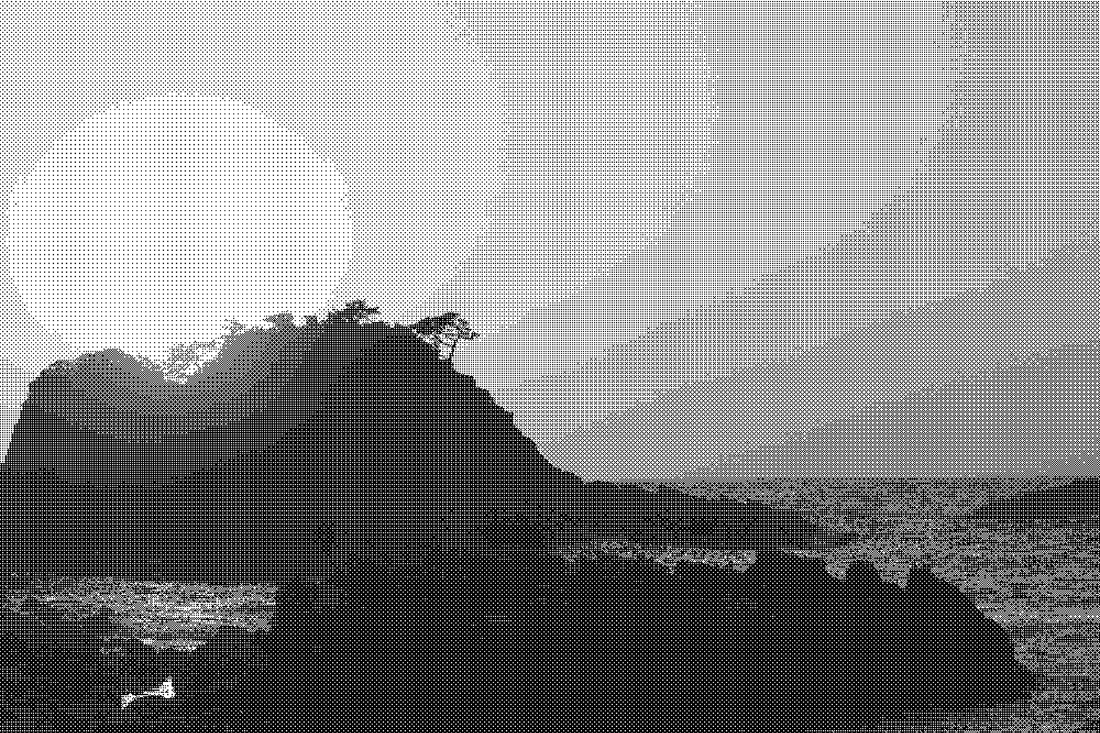 clear sunset over a rock in the ocean, Fukui Japan, pixelated